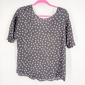Zara black and pink polka dots Relaxed Short Sleeve Blouse
